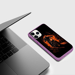 Чехол iPhone 11 Pro матовый Мотоциклист с черепом, цвет: 3D-фиолетовый — фото 2