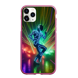 Чехол iPhone 11 Pro матовый Neon cyber dance - ai art fantasy, цвет: 3D-малиновый