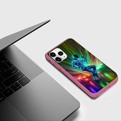 Чехол iPhone 11 Pro матовый Neon cyber dance - ai art fantasy, цвет: 3D-малиновый — фото 2