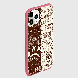 Чехол iPhone 11 Pro матовый Lil peep retro pattern, цвет: 3D-малиновый — фото 2