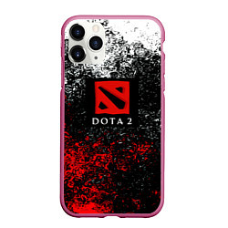 Чехол iPhone 11 Pro матовый Dota 2 брызги красок, цвет: 3D-малиновый