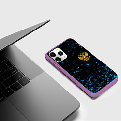 Чехол iPhone 11 Pro матовый Герб РФ краски синие, цвет: 3D-фиолетовый — фото 2