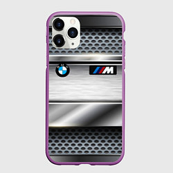 Чехол iPhone 11 Pro матовый BMW metal texture, цвет: 3D-фиолетовый