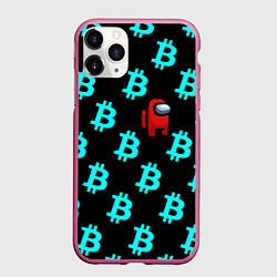 Чехол iPhone 11 Pro матовый Among us биткоин, цвет: 3D-малиновый