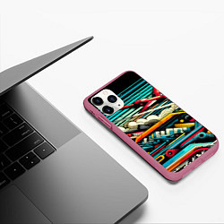 Чехол iPhone 11 Pro матовый Абстракция с красным самолётом - нейроарт, цвет: 3D-малиновый — фото 2