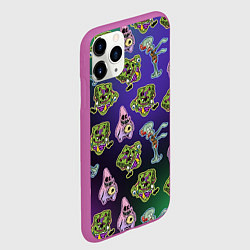 Чехол iPhone 11 Pro матовый Губка Боб - паттерн хэллоуин, цвет: 3D-фиолетовый — фото 2