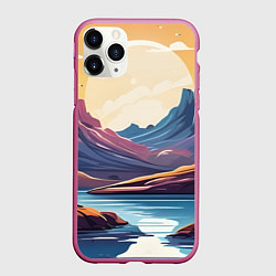 Чехол iPhone 11 Pro матовый Космическое озеро, цвет: 3D-малиновый