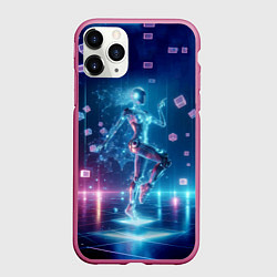 Чехол iPhone 11 Pro матовый Танец неоновой кибер девушки - нейроарт, цвет: 3D-малиновый