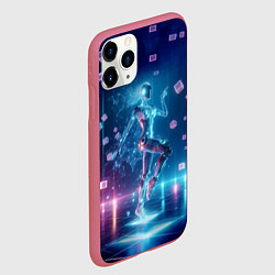 Чехол iPhone 11 Pro матовый Танец неоновой кибер девушки - нейроарт, цвет: 3D-малиновый — фото 2