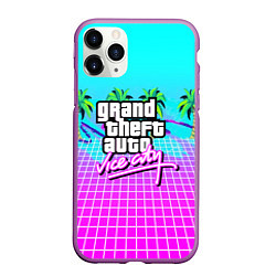 Чехол iPhone 11 Pro матовый Vice city tropic collection, цвет: 3D-фиолетовый