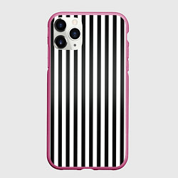 Чехол iPhone 11 Pro матовый Полоски - Битлджус, цвет: 3D-малиновый
