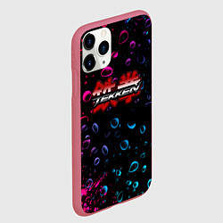 Чехол iPhone 11 Pro матовый Tekken неоновые капли, цвет: 3D-малиновый — фото 2