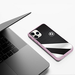 Чехол iPhone 11 Pro матовый BMW sport line geometry steel, цвет: 3D-розовый — фото 2