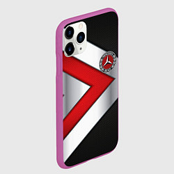 Чехол iPhone 11 Pro матовый Mercedes benz carbon metal, цвет: 3D-фиолетовый — фото 2