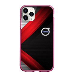 Чехол iPhone 11 Pro матовый Volvo metal stripes, цвет: 3D-малиновый