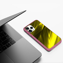 Чехол iPhone 11 Pro матовый Gold stripes abstraction, цвет: 3D-малиновый — фото 2