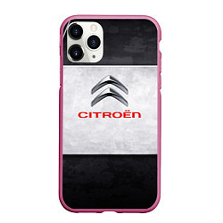 Чехол iPhone 11 Pro матовый Citroen grey metal, цвет: 3D-малиновый