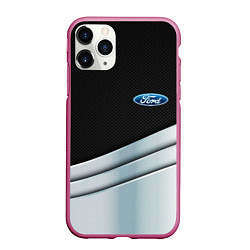 Чехол iPhone 11 Pro матовый FORD metal texture, цвет: 3D-малиновый