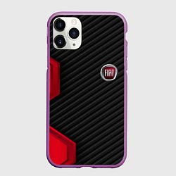 Чехол iPhone 11 Pro матовый FIAT текстура метал, цвет: 3D-фиолетовый