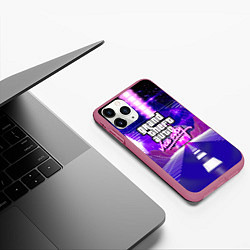 Чехол iPhone 11 Pro матовый GTA vice city retrovawe, цвет: 3D-малиновый — фото 2