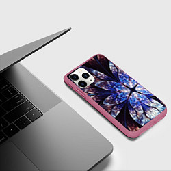 Чехол iPhone 11 Pro матовый Фрактальный узора стекло, цвет: 3D-малиновый — фото 2