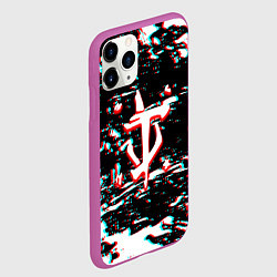 Чехол iPhone 11 Pro матовый Doom glithc краски, цвет: 3D-фиолетовый — фото 2
