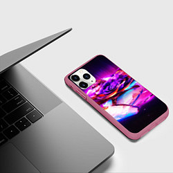Чехол iPhone 11 Pro матовый Неоновые абстракция краски, цвет: 3D-малиновый — фото 2