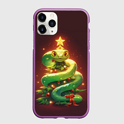 Чехол iPhone 11 Pro матовый Змея ёлка новогодняя, цвет: 3D-фиолетовый