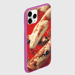 Чехол iPhone 11 Pro матовый Змея на красном фоне, цвет: 3D-фиолетовый — фото 2