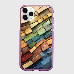 Чехол iPhone 11 Pro матовый Волнистая мозаика, цвет: 3D-фиолетовый