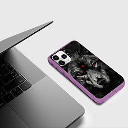 Чехол iPhone 11 Pro матовый Волк с красными глазами, цвет: 3D-фиолетовый — фото 2