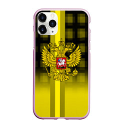 Чехол iPhone 11 Pro матовый Герб РФ лого текстура, цвет: 3D-розовый