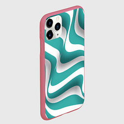 Чехол iPhone 11 Pro матовый Абстрактные объёмные полосы - оптическая иллюзия, цвет: 3D-малиновый — фото 2