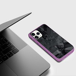Чехол iPhone 11 Pro матовый Трещины, цвет: 3D-фиолетовый — фото 2