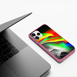 Чехол iPhone 11 Pro матовый Текстура краски, цвет: 3D-малиновый — фото 2