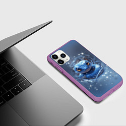 Чехол iPhone 11 Pro матовый Змея с большими глазами, цвет: 3D-фиолетовый — фото 2