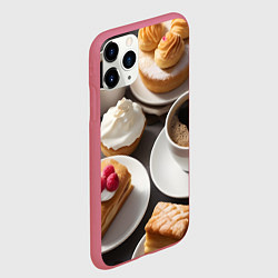 Чехол iPhone 11 Pro матовый Кофе и пирожные, цвет: 3D-малиновый — фото 2