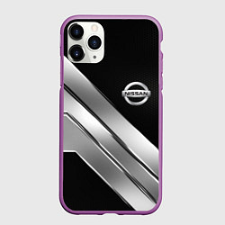 Чехол iPhone 11 Pro матовый Nissan metal steel auto, цвет: 3D-фиолетовый