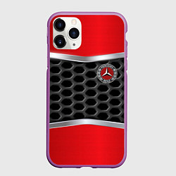 Чехол iPhone 11 Pro матовый Mercedes benz carbon steel, цвет: 3D-фиолетовый
