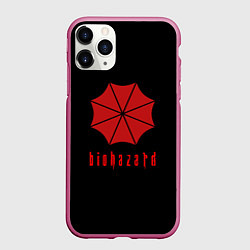 Чехол iPhone 11 Pro матовый Biohazard resident game, цвет: 3D-малиновый