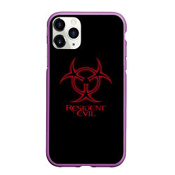 Чехол iPhone 11 Pro матовый Resident evil biohazard logo, цвет: 3D-фиолетовый