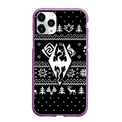 Чехол iPhone 11 Pro матовый The Elder Scrolls game pattern, цвет: 3D-фиолетовый