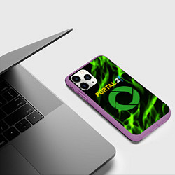Чехол iPhone 11 Pro матовый Portal green flame, цвет: 3D-фиолетовый — фото 2
