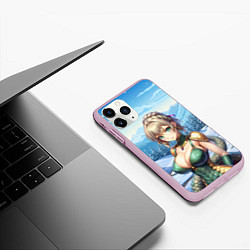 Чехол iPhone 11 Pro матовый Девушка - зеленая змея, цвет: 3D-розовый — фото 2