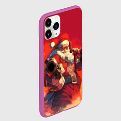 Чехол iPhone 11 Pro матовый Дед Мороз с пистолетом, цвет: 3D-фиолетовый — фото 2