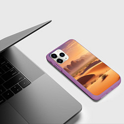 Чехол iPhone 11 Pro матовый Закат в жаркой пустыне, цвет: 3D-фиолетовый — фото 2