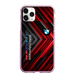 Чехол iPhone 11 Pro матовый BMW geometry stripes red, цвет: 3D-розовый