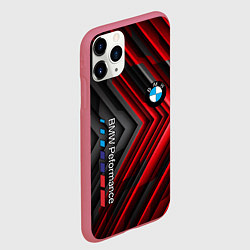 Чехол iPhone 11 Pro матовый BMW geometry stripes red, цвет: 3D-малиновый — фото 2