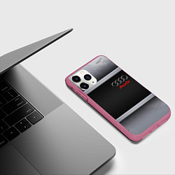 Чехол iPhone 11 Pro матовый Audi metal texture, цвет: 3D-малиновый — фото 2