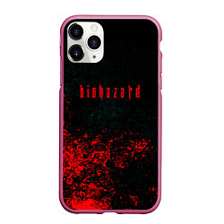 Чехол iPhone 11 Pro матовый Biohazard брызги красок, цвет: 3D-малиновый